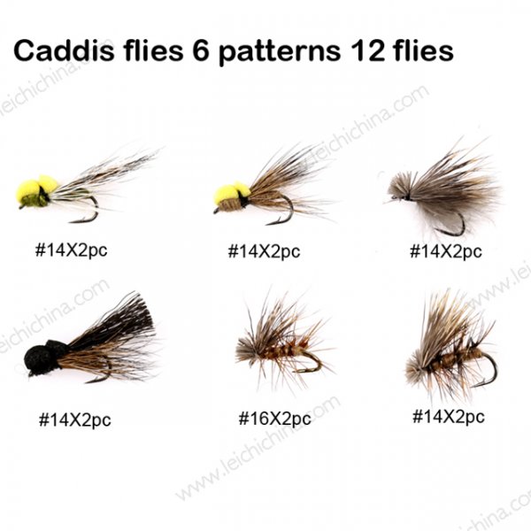 Caddis flies 6 patterns 12 flies