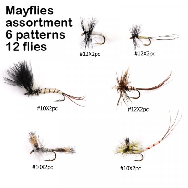 mayflies assortment 6 patterns 12 flies