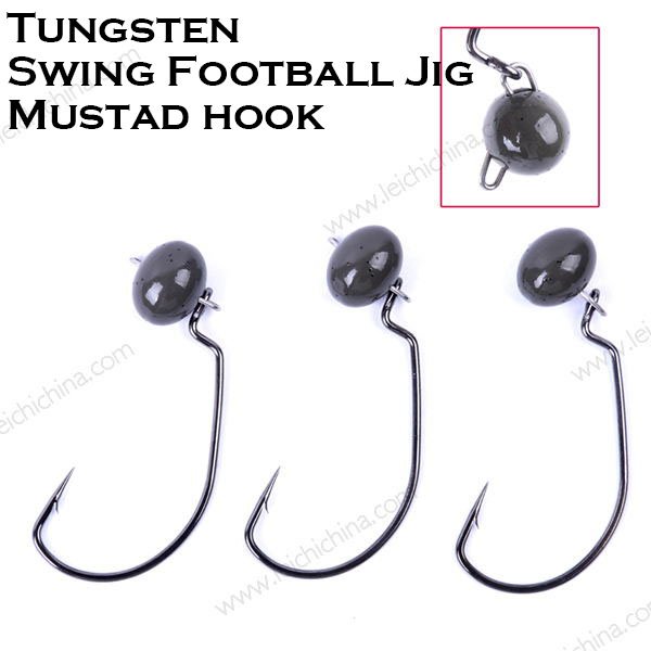 Tungsten Swing Football Jig  Mustad hook     Green Pumpkin and matt black