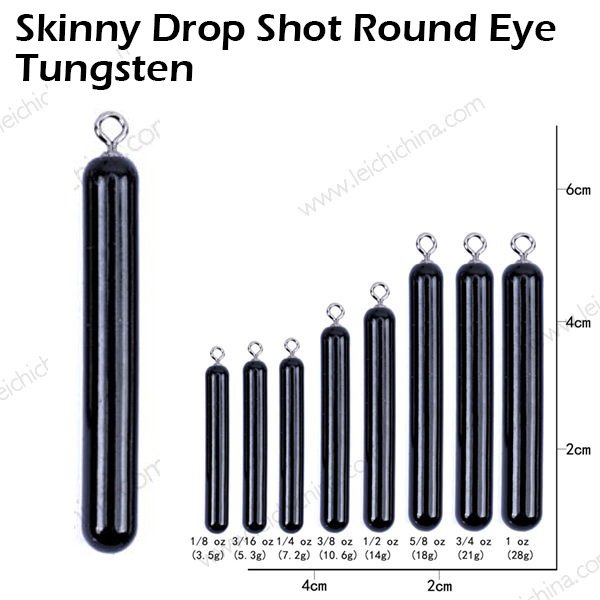 Tungsten Skinny Drop Shot Weight round eye