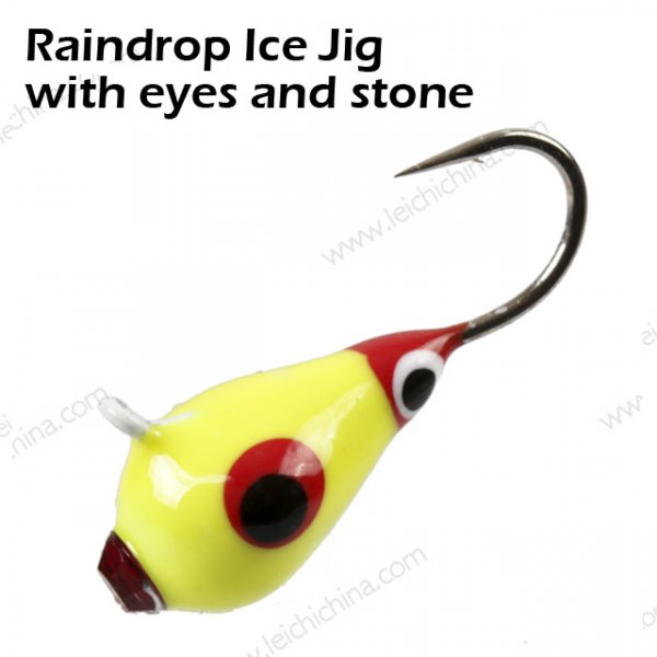 Raindrop Ice Jig with eyes and stone