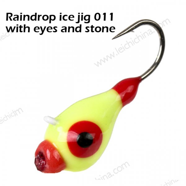 Raindrop ice jig 011 with eyes and stone