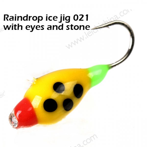Raindrop ice jig 021 with eyes and stone