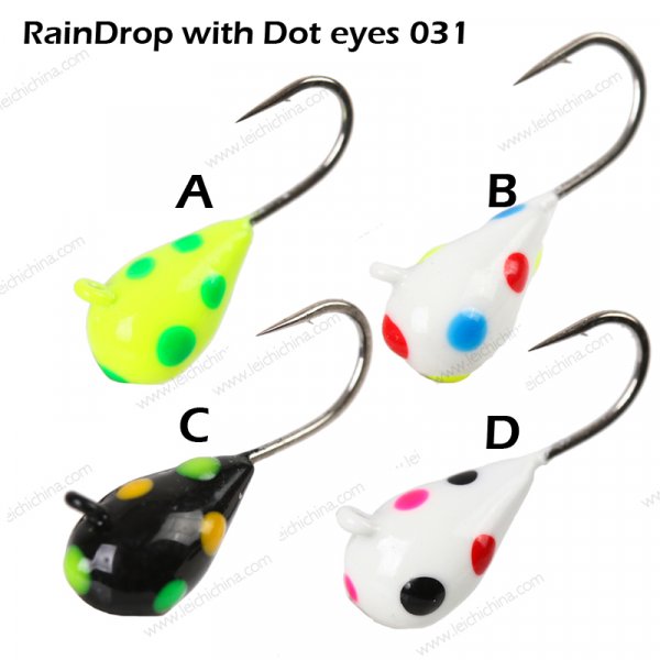 Tungsten ice jig RainDrop with Dot eyes 031