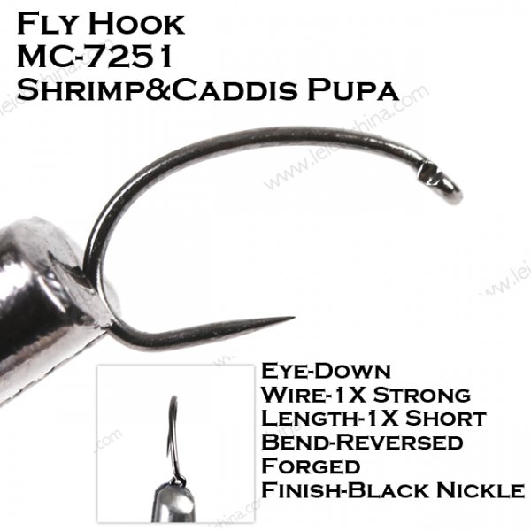 Fly Hook mc7251 shrimp&caddis pupa