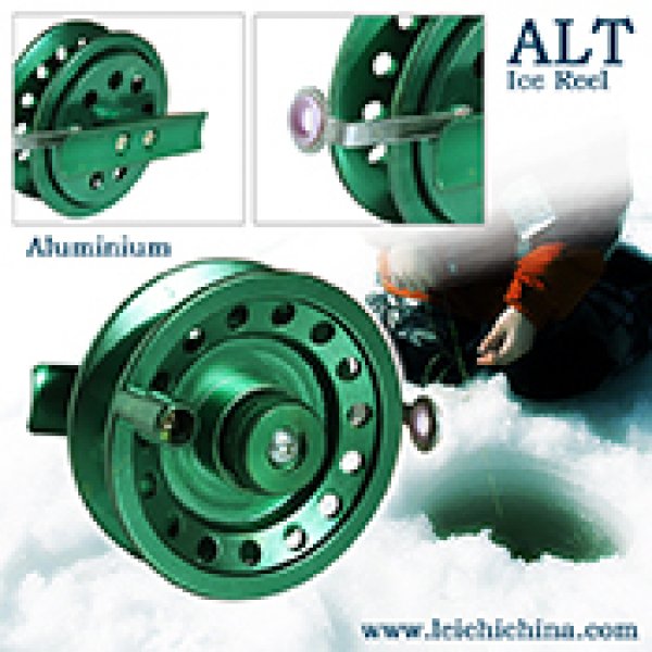 Machine cut ice fishing reel ALT