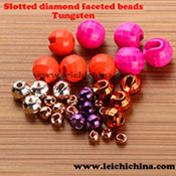Tungsten slotted diamond faceted beads