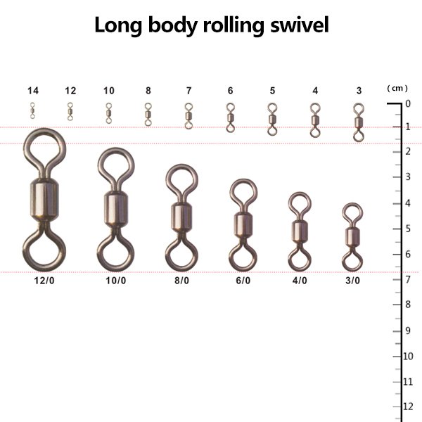 Long body rolling swivel
