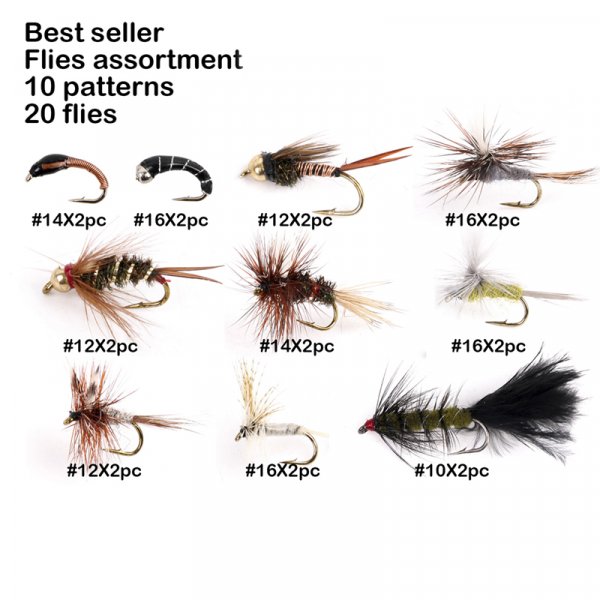 Best seller Flies assortment 10 patterns 20 flies