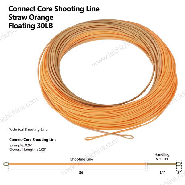 Connect Core Shooting Line Straw Orange Floating 30LB
