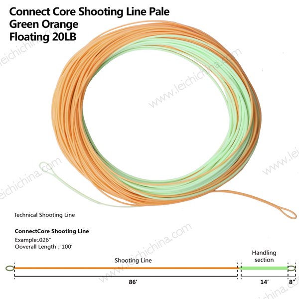 Connect Core Shooting Line Pale Green Orange Floating 20LB