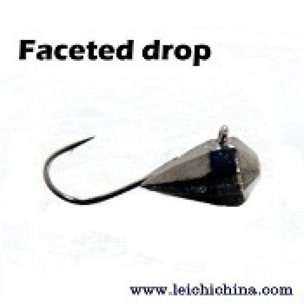 Faceted tear drop tungsten ice fishing jig 