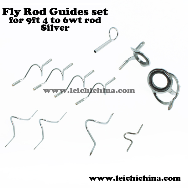 silver fly rod guide set for 9ft 4wt to 6wt rod