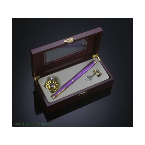 pen-shaped fishing rod set wooden box