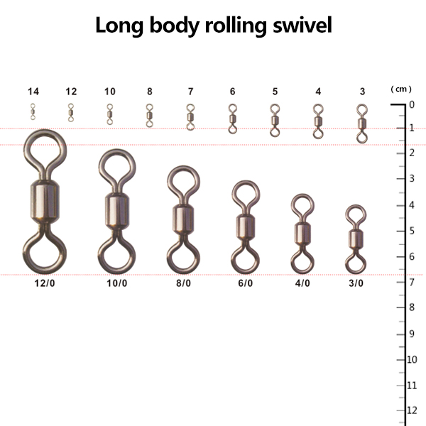 Long body rolling swivel